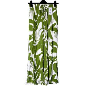 Womens Green Floral Pants Sz S Cruise Flowy Resort Euro Summer Vacay NWT Cotton